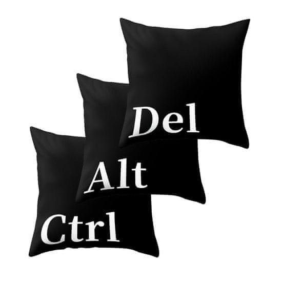 Daklos Ctrl Alt Del polštáře - 45 cm x 45 cm - černý set