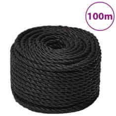 Vidaxl Pracovní lano černé 20 mm 100 m polypropylen