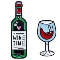 Northix Smalt Pin - láhev vína a sklenice na víno 