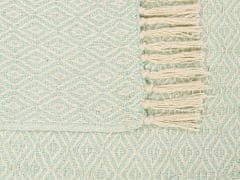 Beliani Bavlněná deka 125 x 150 cm zelená/ béžová MITYAL