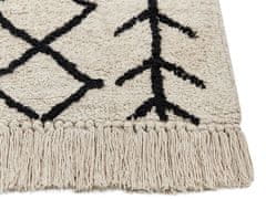 Beliani Bavlněný koberec 80 x 230 cm béžový/ černý BOZKIR