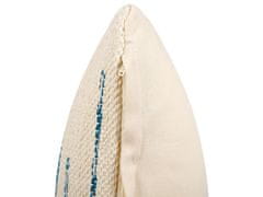 Beliani Bavlněný polštář 45 x 45 cm béžový/ modrý RIVINA
