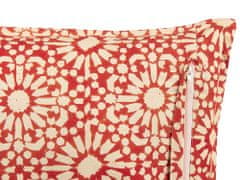 Beliani Bavlněný polštář s geometrickým vzorem 45 x 45 cm červený CEIBA