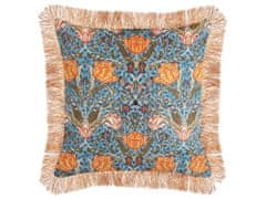 Beliani Bavlněný polštář 45 x 45 cm modrý/oranžový MITELLA