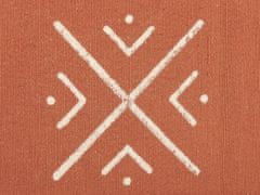 Beliani Bavlněný polštář s geometrickým vzorem 45 x 45 cm oranžový/bílý VITIS