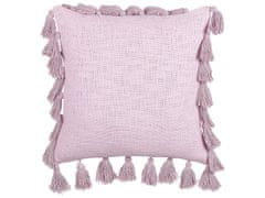 Beliani Sada 2 bavlněných polštářů se střapci 45 x 45 cm růžové LYNCHIS