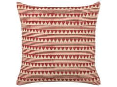 Beliani Bavlněný polštář s geometrickým vzorem 45 x 45 cm červený/béžový DEGLUPTA