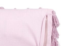 Beliani Sada 2 bavlněných polštářů se střapci 45 x 45 cm růžové LYNCHIS