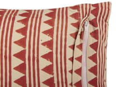 Beliani Bavlněný polštář s geometrickým vzorem 45 x 45 cm červený/béžový DEGLUPTA
