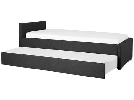 Beliani Rozkladací čalounená postel 80 x 200 cm tmavě šedá MARMANDE