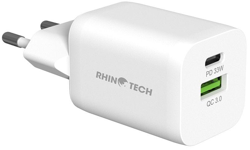 Levně RhinoTech MINI Dual 33W nabíjecí adaptér USB-C + USB-A RTACC320, bílá