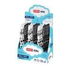 Easy Kids FANCY Kuličkové pero, modrá semi-gel náplň, 0,7 mm, 24 ks v balení, bílo-černé a černo-šedé