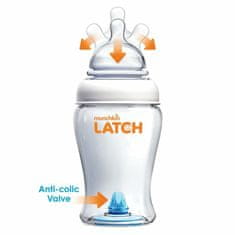 Munchkin LATCH, Kojenecká láhev s dudlíkem a antikolikovým ventilem, 120ml, od 0m+