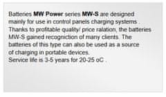 MW Power Baterie olověná 12V / 12Ah MWS 12-12, gelový akumulátor
