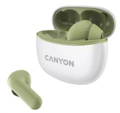 Canyon TWS-5 BT sluchátka s mikrofonem, BT V5.3 JL 6983D4, pouzdro 500mAh+40mAh až 38h, olivová
