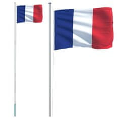 Greatstore Vlajka Francie a stožár 6,23 m hliník
