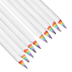 Northix 10x tužky s duhovými barvami - bílá 