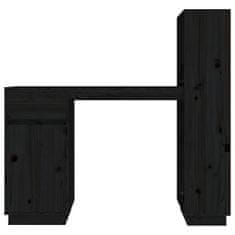 shumee Psací stůl černý 110x53x117 cm masivní borové dřevo