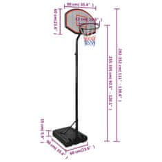 shumee Basketbalový koš černý 282–352 cm polyethylen