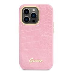 Guess GUHCP14LHGCRHP hard silikonové pouzdro iPhone 14 PRO 6.1" pink Croco Collection