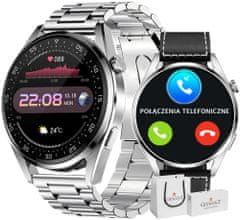 Giewont Smartwatch Giewont GW450-5 Silver + Black Leather Strap