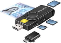 AXAGON CRE-SMP2A, USB-A PocketReader 4-slot čtečka Smart card (eObčanka) + SD/microSD/SIM
