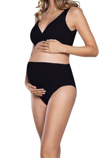 ITALIAN FASHION Bavlněné těhotenské kalhotky Mama Maxi černé