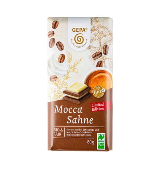 Gepa BIO bílá čokoláda a krémová čokoláda Mocca, 80g