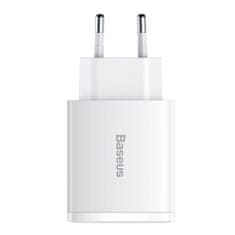 BASEUS Compact síťová nabíječka USB-C / 2x USB 30W 3A PD QC, bíla