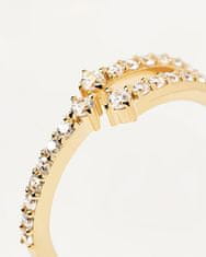 PDPAOLA Jedinečný pozlacený prsten s čirými zirkony SISI Gold AN01-865 (Obvod 48 mm)