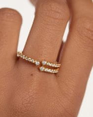 PDPAOLA Jedinečný pozlacený prsten s čirými zirkony SISI Gold AN01-865 (Obvod 48 mm)
