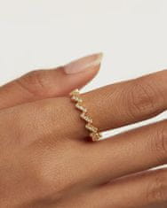 PDPAOLA Třpytivý pozlacený prsten se zirkony ZIPPER Gold AN01-685 (Obvod 48 mm)