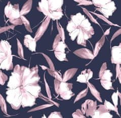 Luna Dámské pyžamo LUNA kód 624 světle růžové tmavě modré s velkými květy M