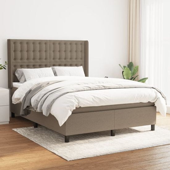 Petromila Box spring postel s matrací taupe 140x190 cm textil