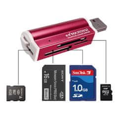 Northix All-in-One USB čtečka paměťových karet - Červené 