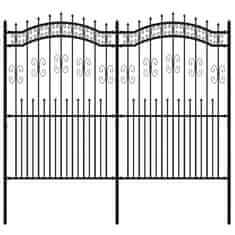 shumee Zahradní plot s hroty černý 222 cm práškově lakovaná ocel