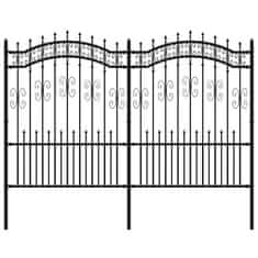 Greatstore Zahradní plot s hroty černý 190 cm práškově lakovaná ocel