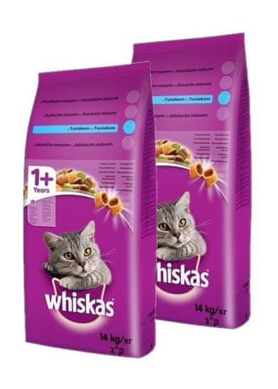 Whiskas Adult granule pro dospělé kočky s tuňákem a zeleninou 2x 14 kg