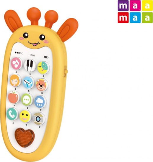 MaaMaa  Telefon dětský s efekty žirafa 13,5 cm
