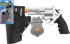 Teddies  Policejní pistole klapací 20 cm v pouzdru s odznakem plast