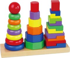 Viga Dřevěné barevné pyramidy pro děti 