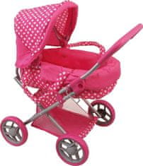 Baby Mix Hluboký kočárek pro panenky puntíkovaný růžový