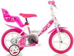 Dino bikes Dětské kolo bílo-růžové 12"