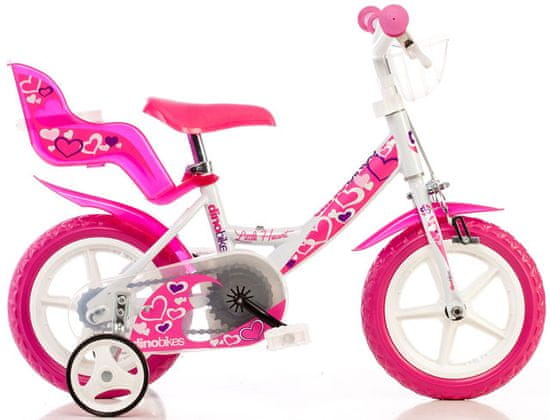 Dino bikes Dětské kolo bílo-růžové 12"
