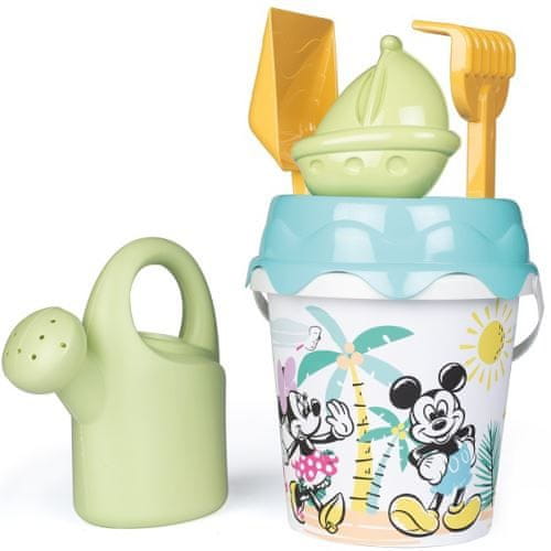 Smoby SMOBY Green Mickey Minnie Mouse kbelík s pískovým příslušenstvím a bioplastovou konev