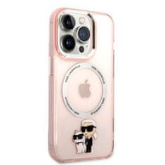 Karl Lagerfeld KLHMP14LHNKCIP hard silikonové pouzdro iPhone 14 PRO 6.1" pink Iconic Karl&Choupette Magsafe