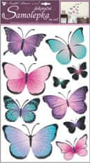 Anděl Přerov Samolepky na zeď motýli modrofialoví 50 x 32 cm 