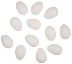 Anděl Přerov Vajíčka bílá k dozdobení plastová 6 cm,bez šňůrky,12 ks v sáčku 