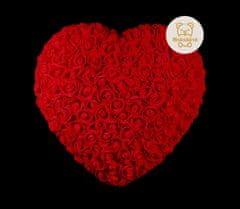 Medvídárek srdce z růží - světle červené 26cm