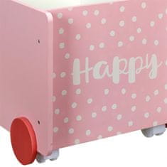 Home DECO Factory Dětská truhla na kolečkách s rukojetí Happy růžová